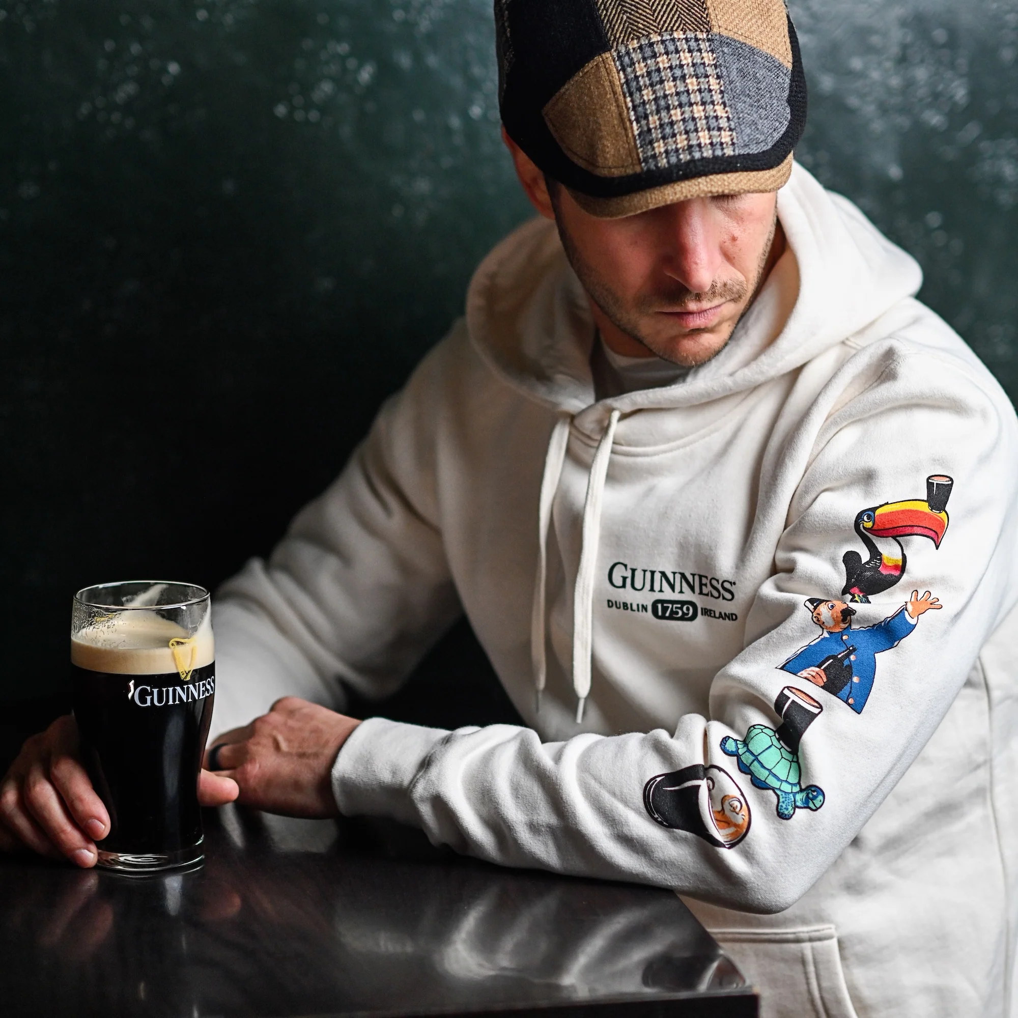 Boston Scally The Guinness Gilroy Hoodie - Vintage White - Image 2