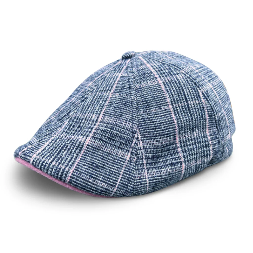 The Hare Boston Scally Cap - Blue & Grey Plaid - Image 5