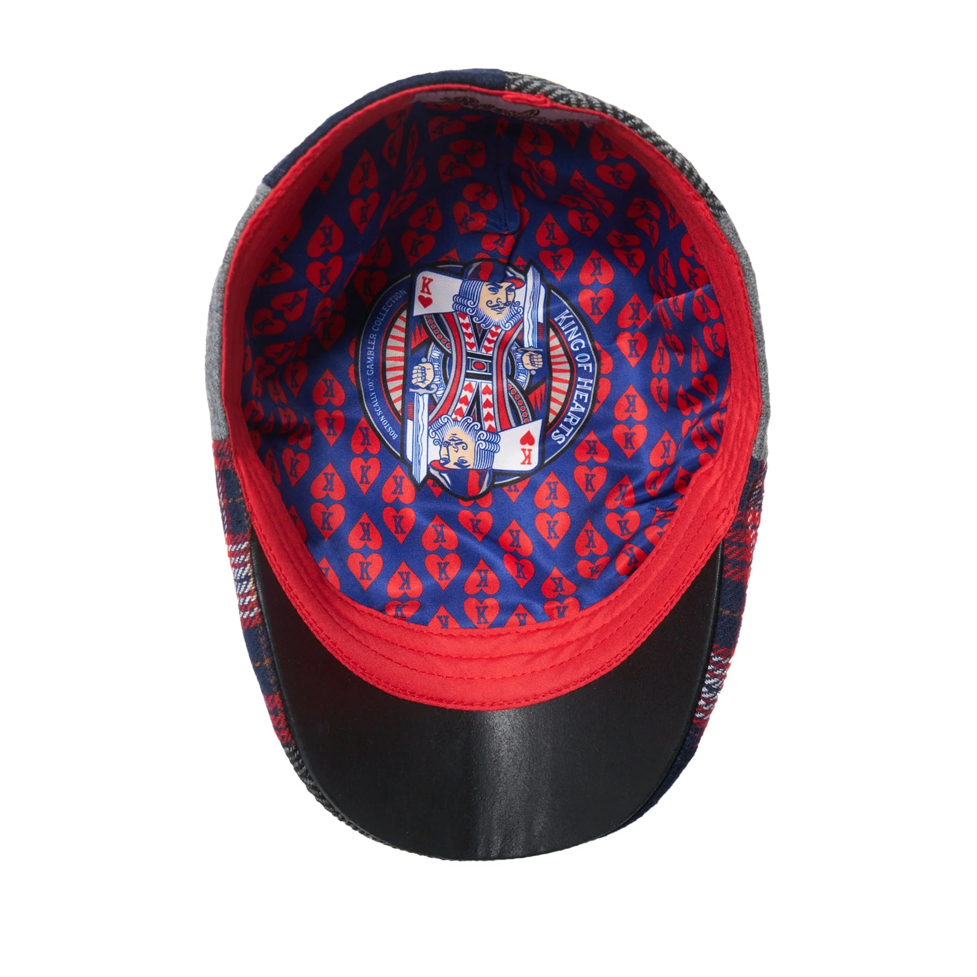 The King of Hearts Boston Scally Cap - Red & Blue Plaid - Image 3