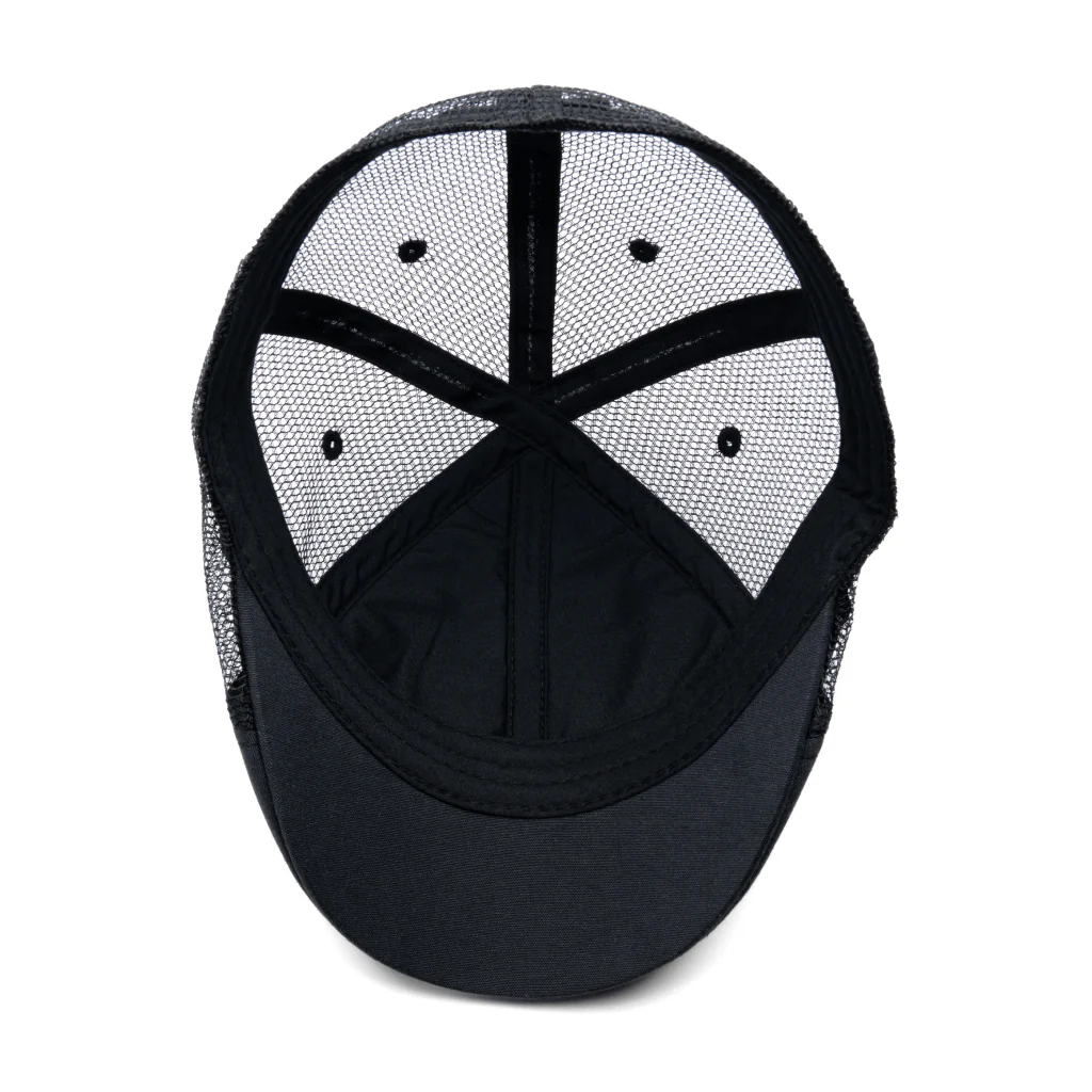 The Mesh Trucker Boston Scally Cap - Black with Black - Image 5