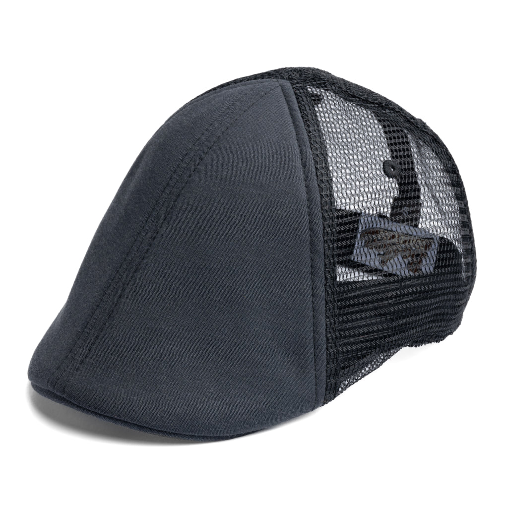 The Mesh Trucker Boston Scally Cap - Black with Black - Image 6