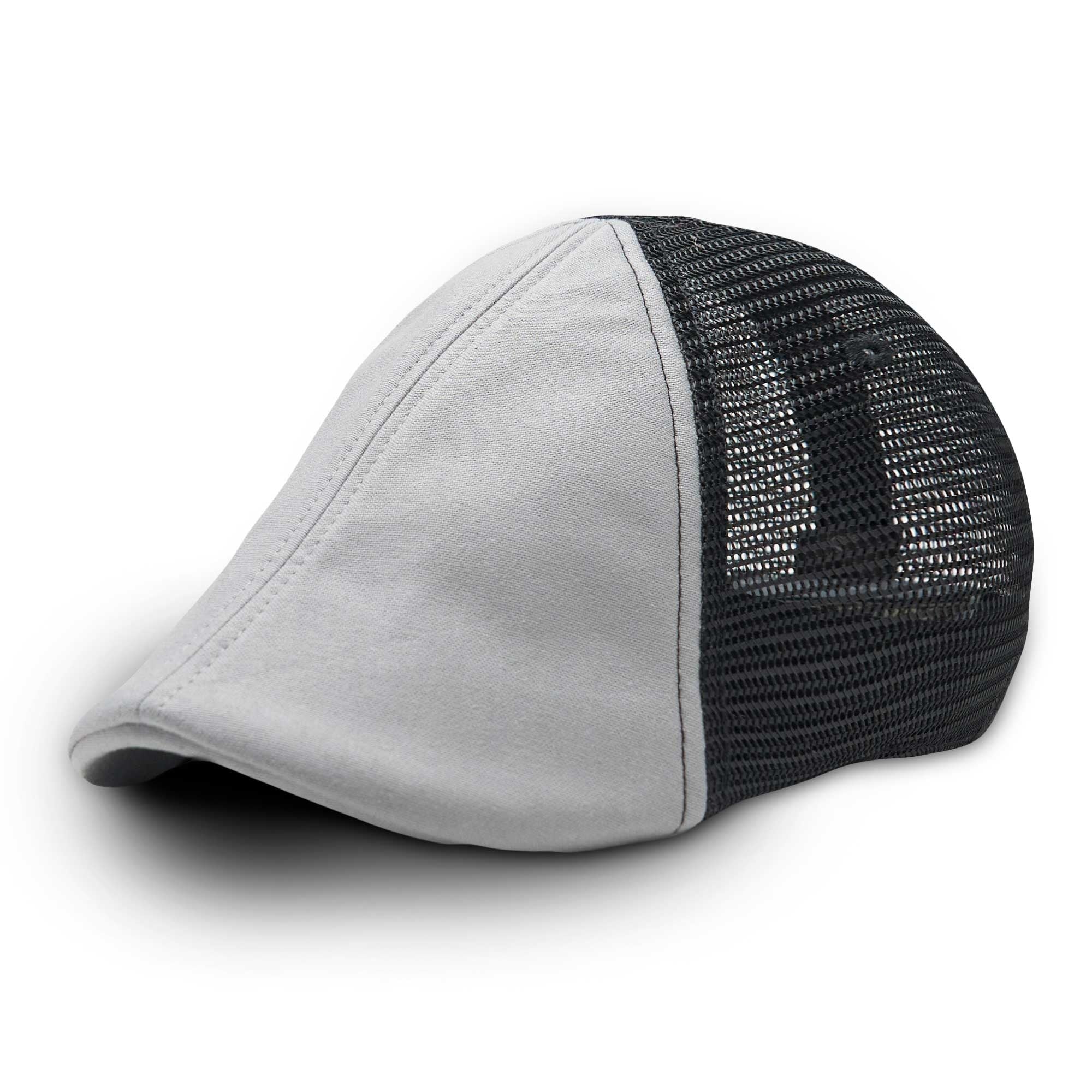 The Mesh Trucker Boston Scally Cap - Black with Grey - Image 4