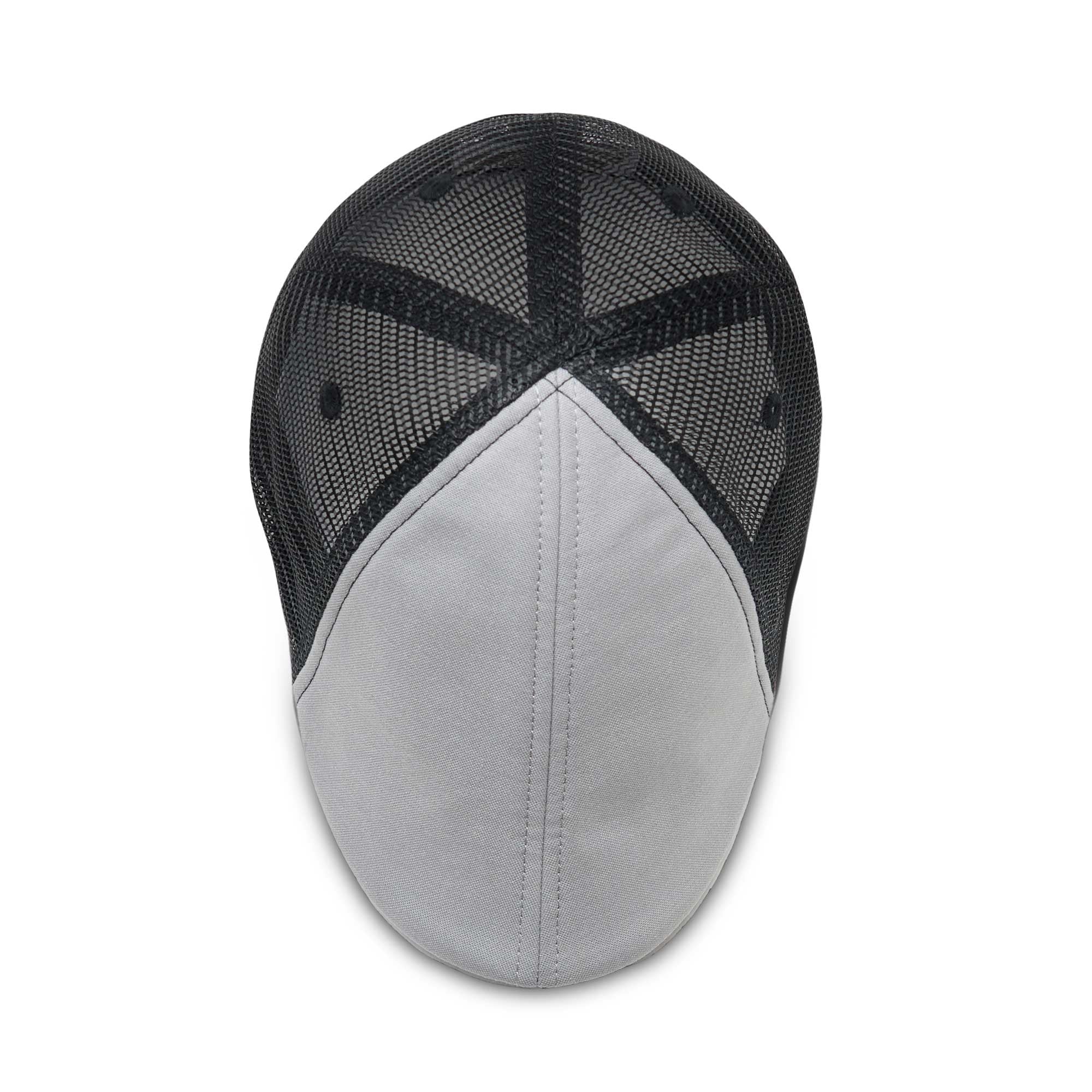 The Mesh Trucker Boston Scally Cap - Black with Grey - Image 7