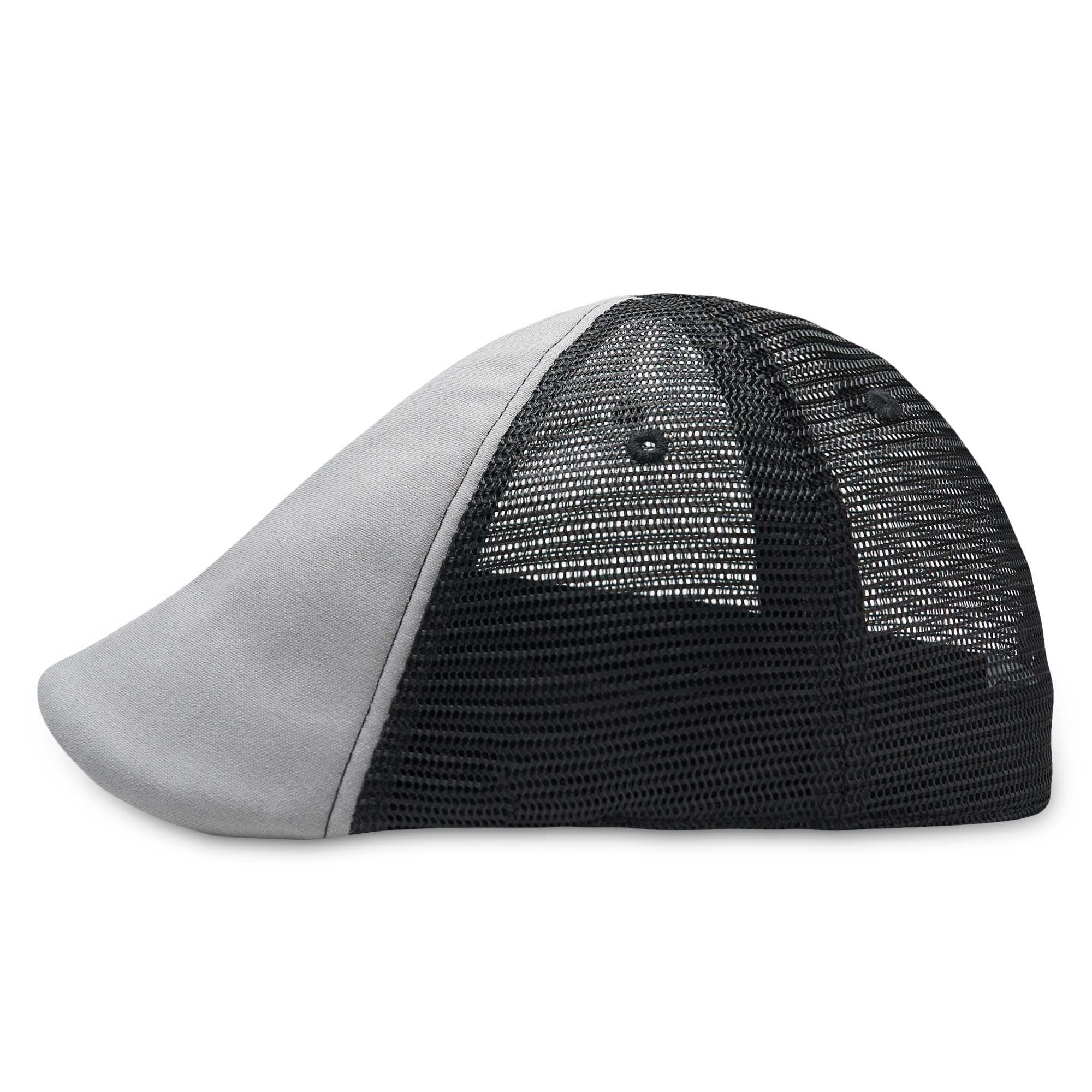 The Mesh Trucker Boston Scally Cap - Black with Grey - Image 8
