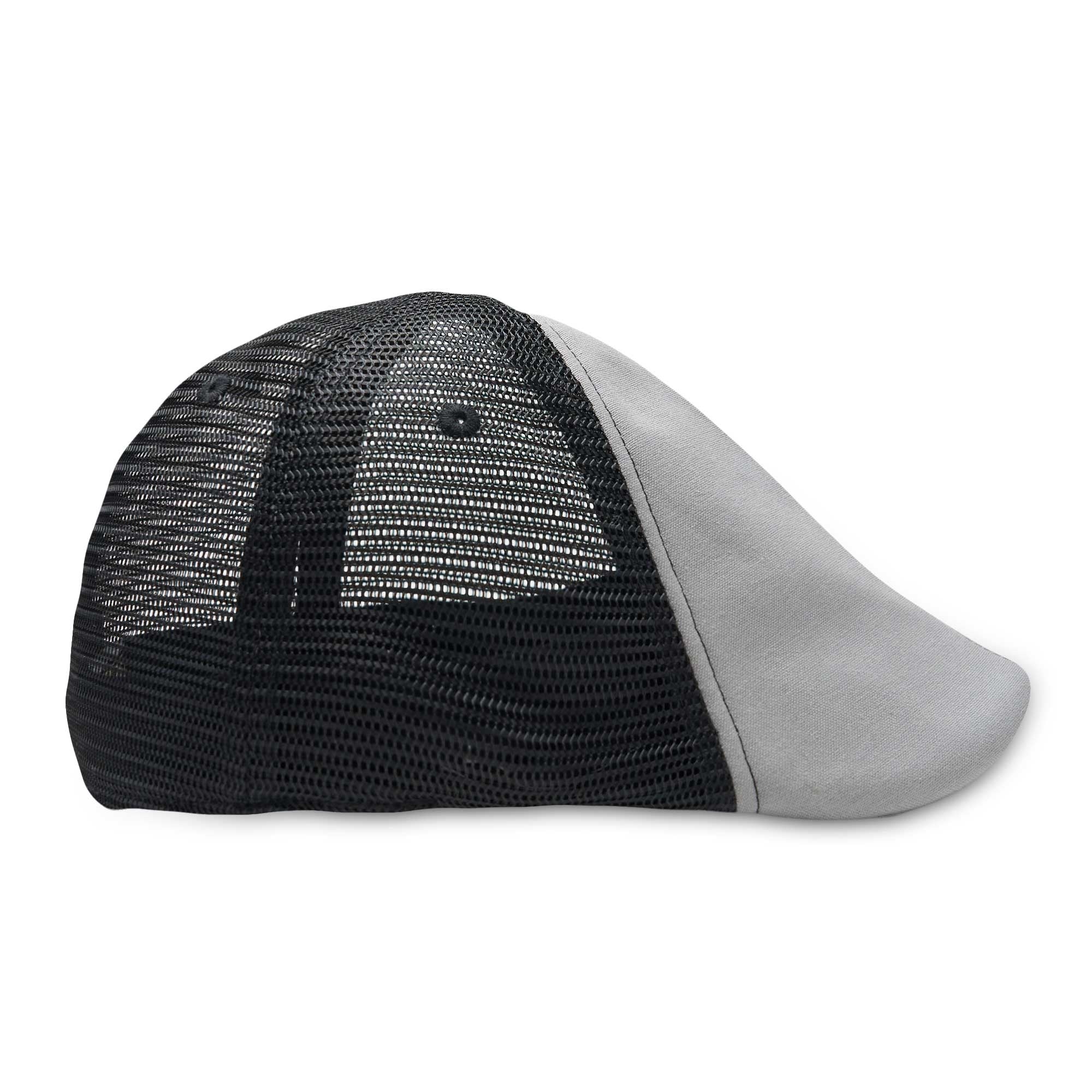 The Mesh Trucker Boston Scally Cap - Black with Grey - Image 9