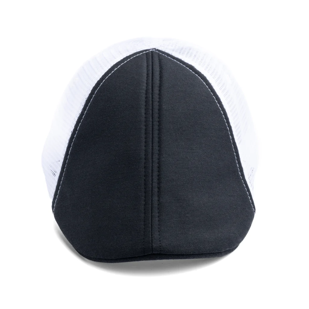 The Mesh Trucker Boston Scally Cap - Black with White - Image 4