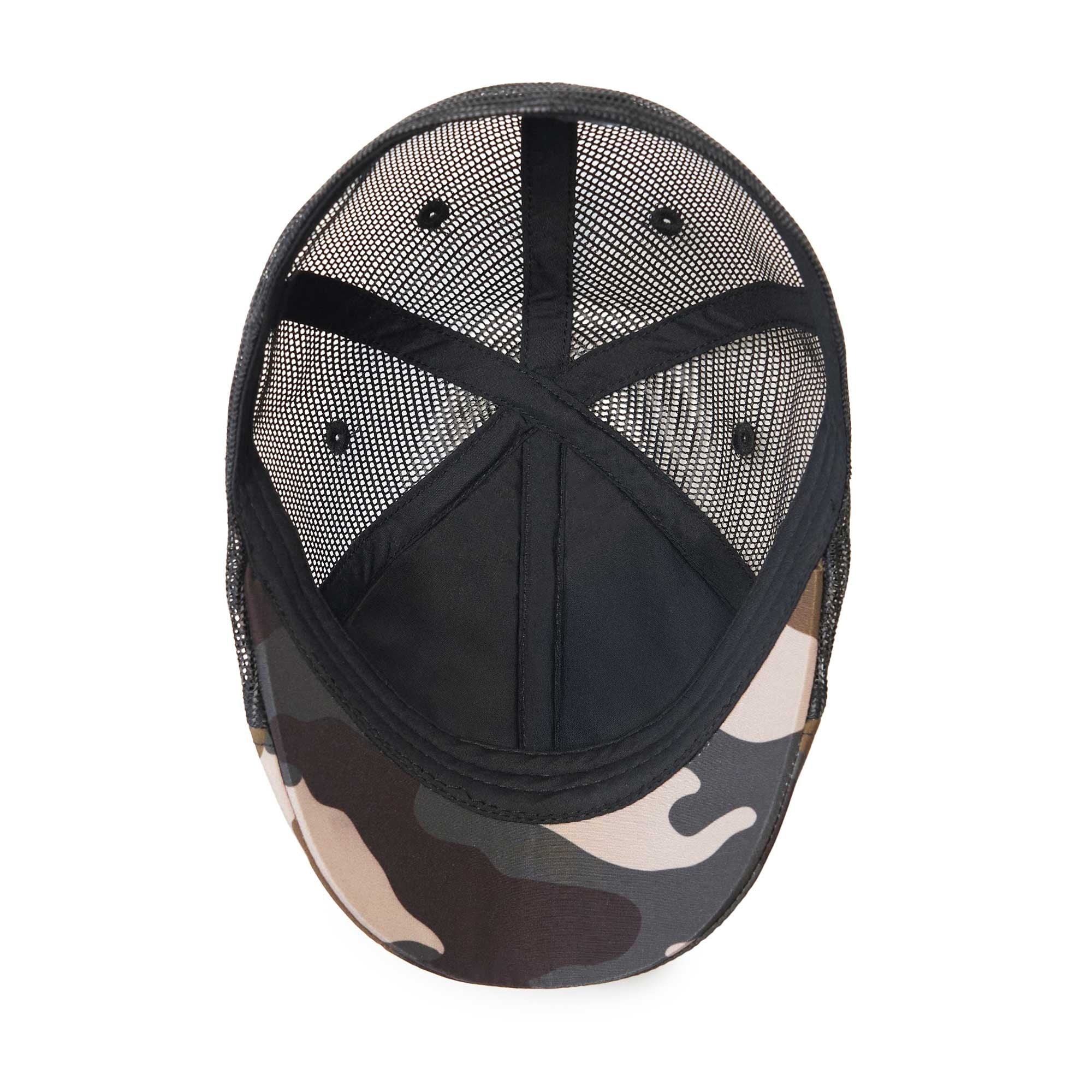 The Mesh Trucker Boston Scally Cap - Camo with Black - Image 3