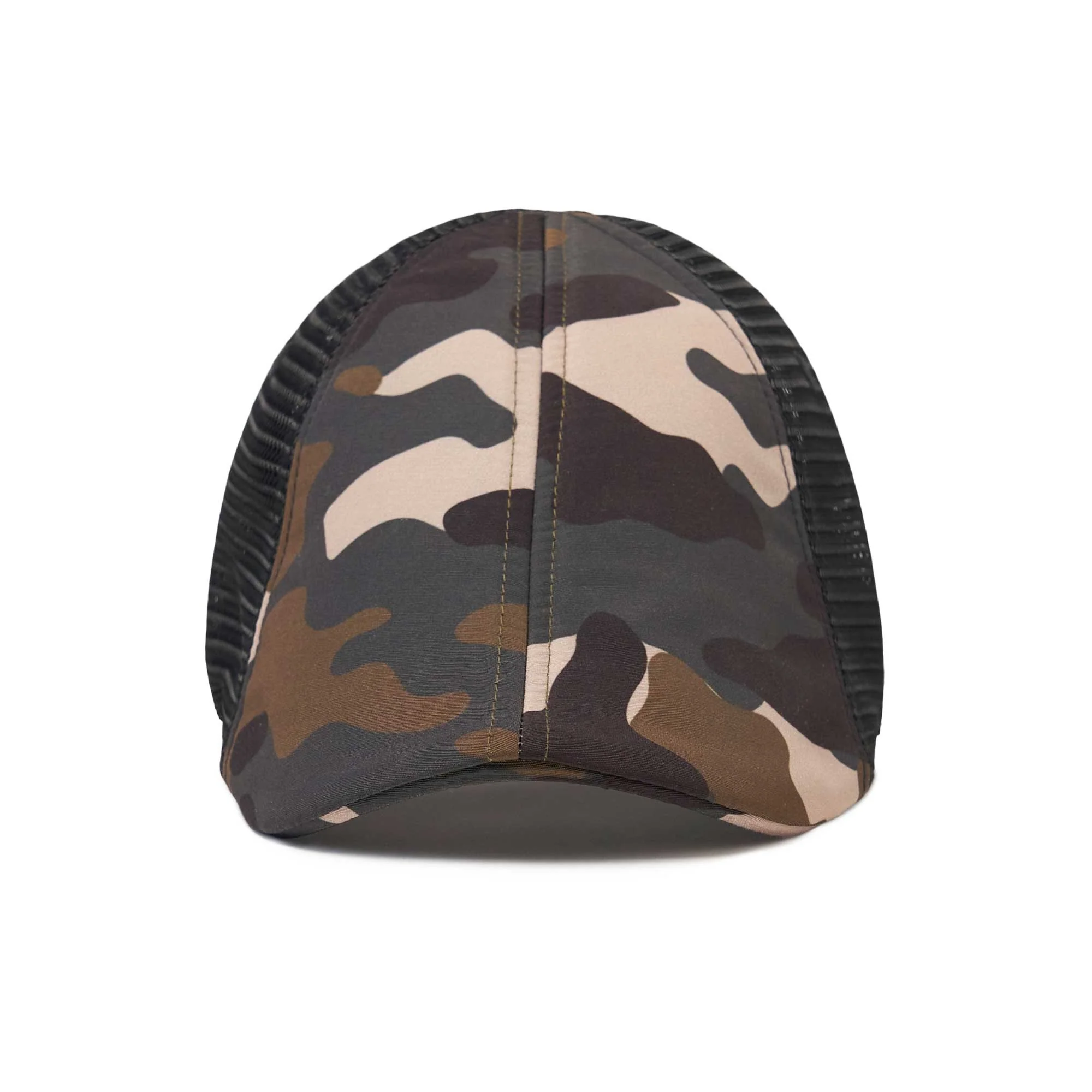 The Mesh Trucker Boston Scally Cap - Camo with Black - Image 5