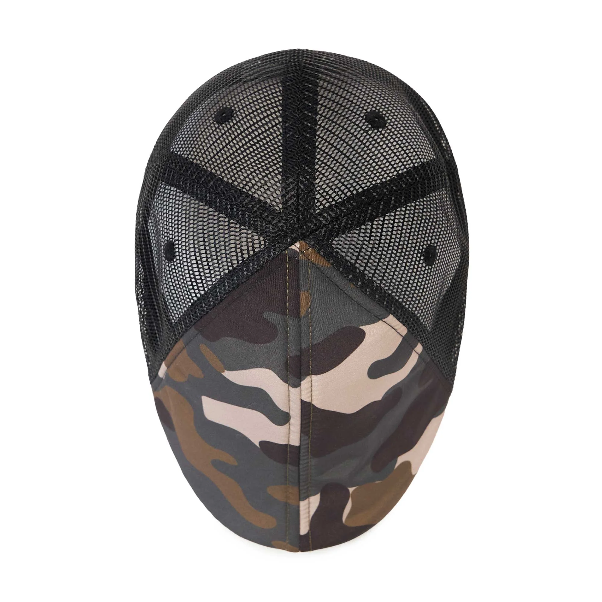 The Mesh Trucker Boston Scally Cap - Camo with Black - Image 7
