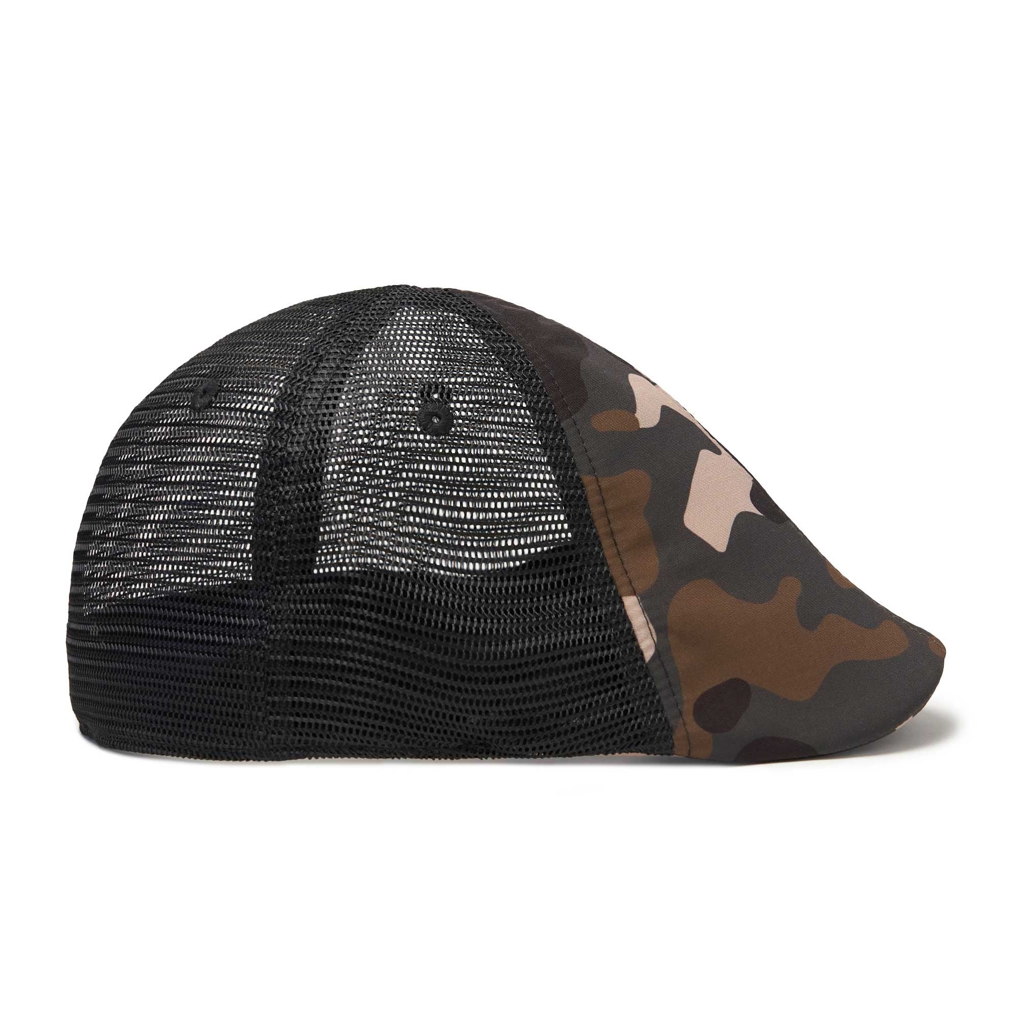 The Mesh Trucker Boston Scally Cap - Camo with Black - Image 9