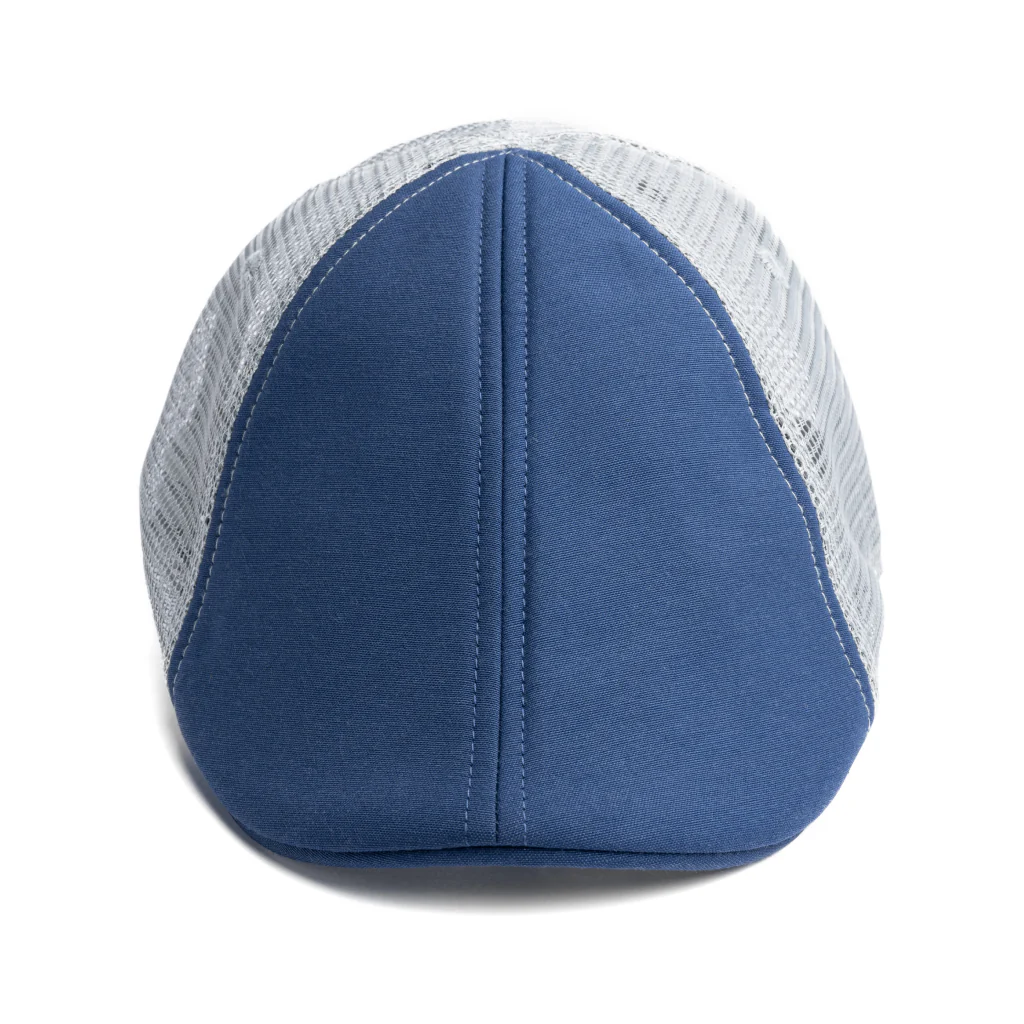 The Mesh Trucker Boston Scally Cap - Navy with Grey - Image 3