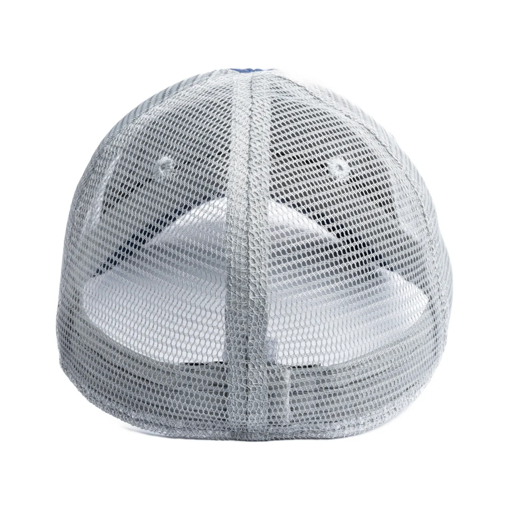 The Mesh Trucker Boston Scally Cap - Navy with Grey - Image 4