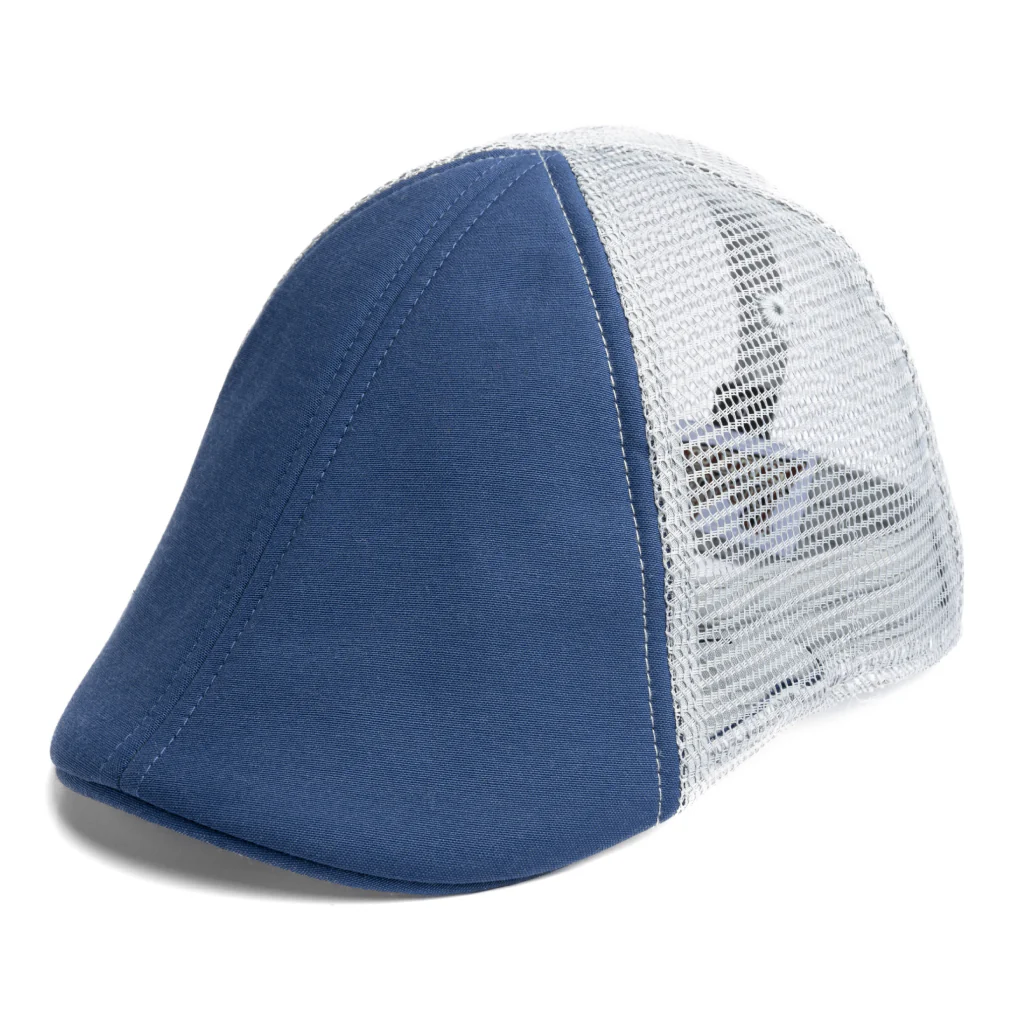 The Mesh Trucker Boston Scally Cap - Navy with Grey - Image 6