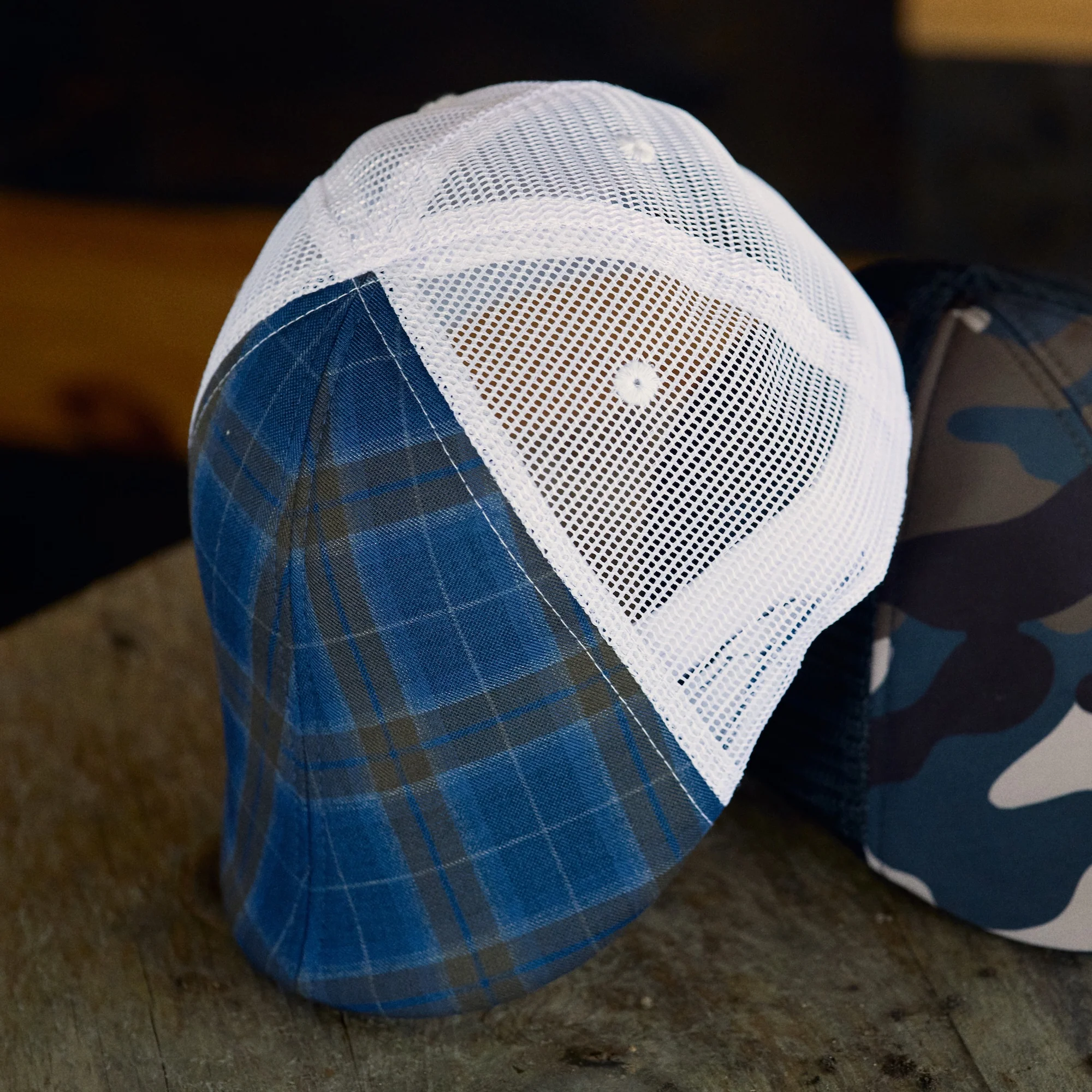 The Mesh Trucker Boston Scally Cap - Plaid with White - Image 10