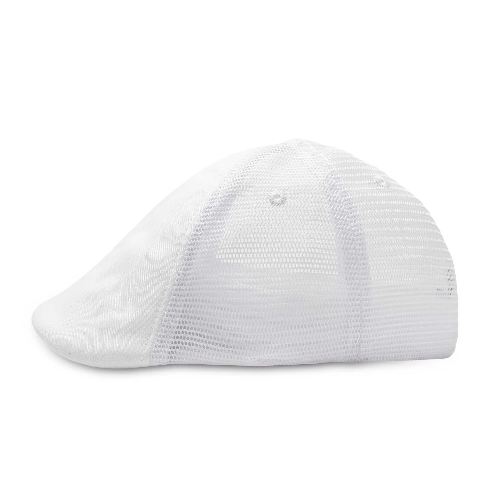 The Mesh Trucker Boston Scally Cap - White with White - Image 8