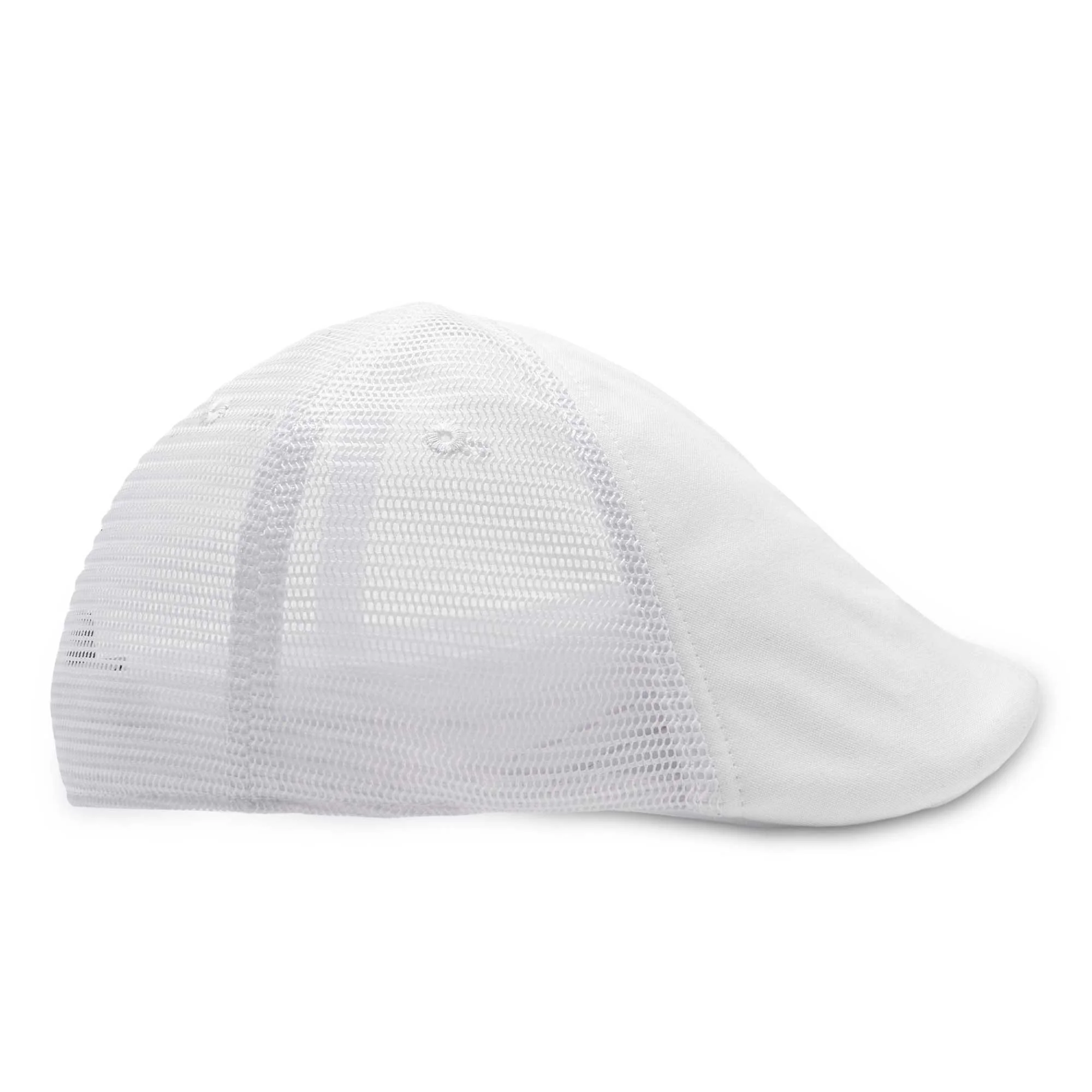 The Mesh Trucker Boston Scally Cap - White with White - Image 9