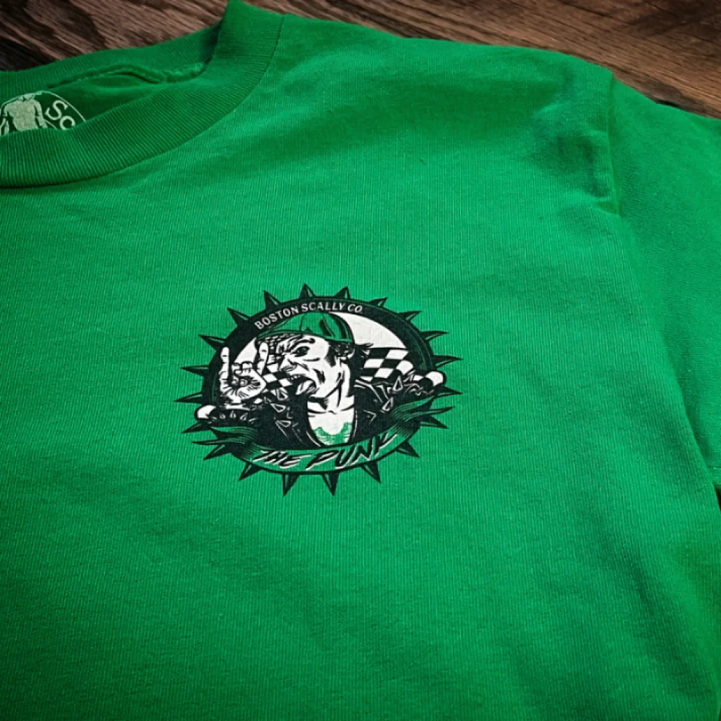 Boston Scally The Punk Long Sleeve Tee T-Shirt - Kelly Green - Image 2