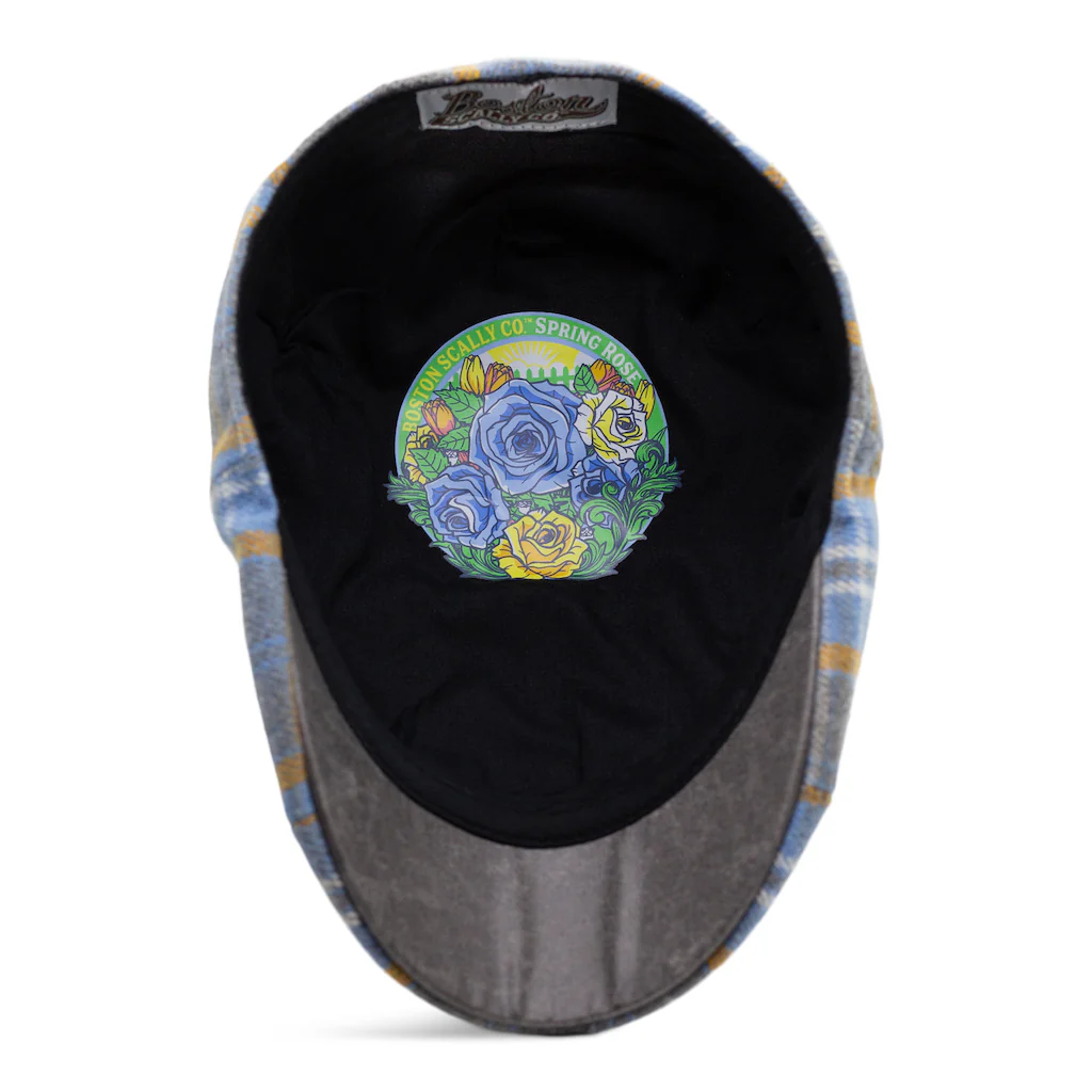 The Spring Rose Boston Scally Cap - Grey & Blue Plaid - Image 3