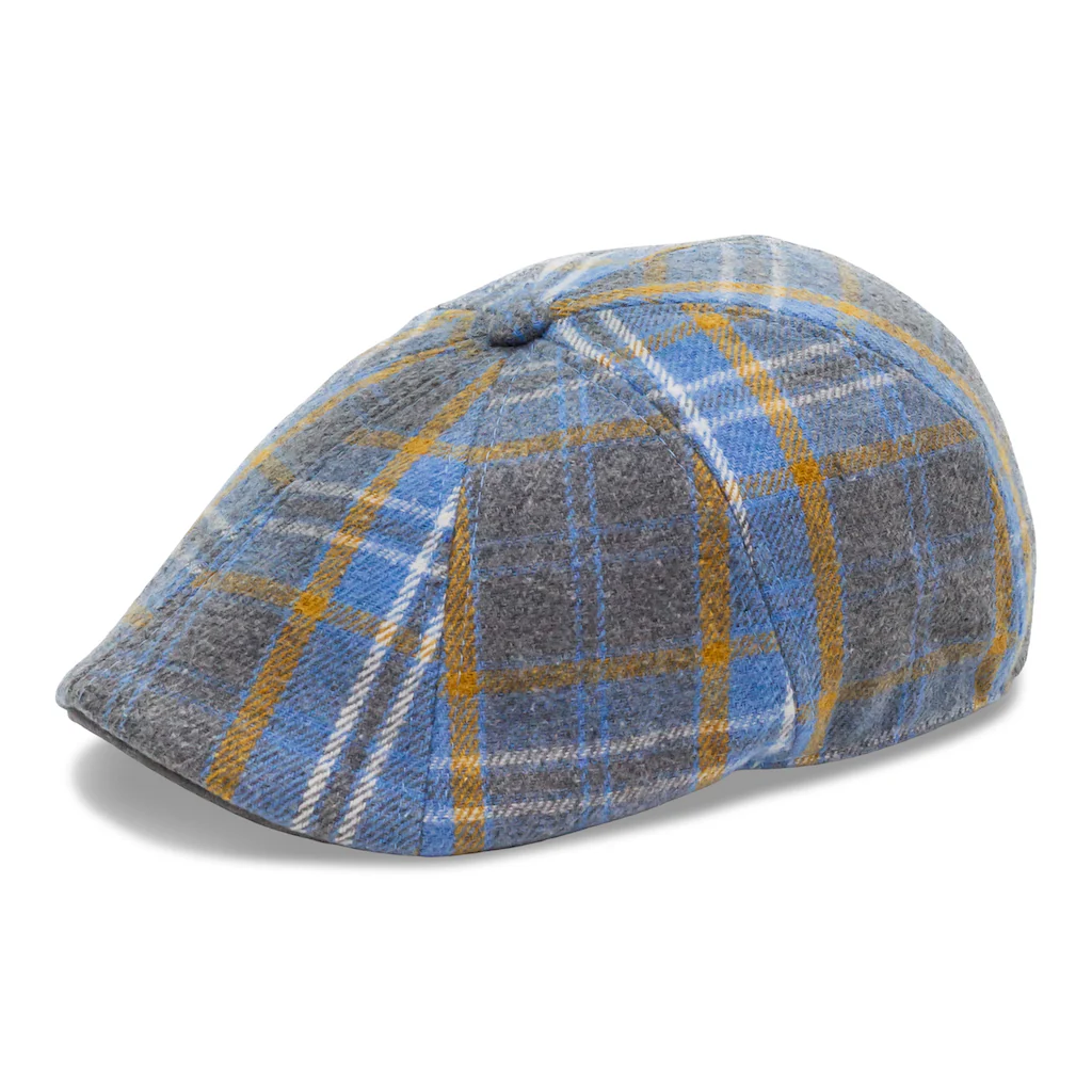 The Spring Rose Boston Scally Cap - Grey & Blue Plaid - Image 4