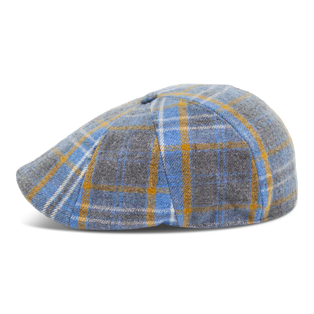The Spring Rose Boston Scally Cap - Grey & Blue Plaid - Image 8