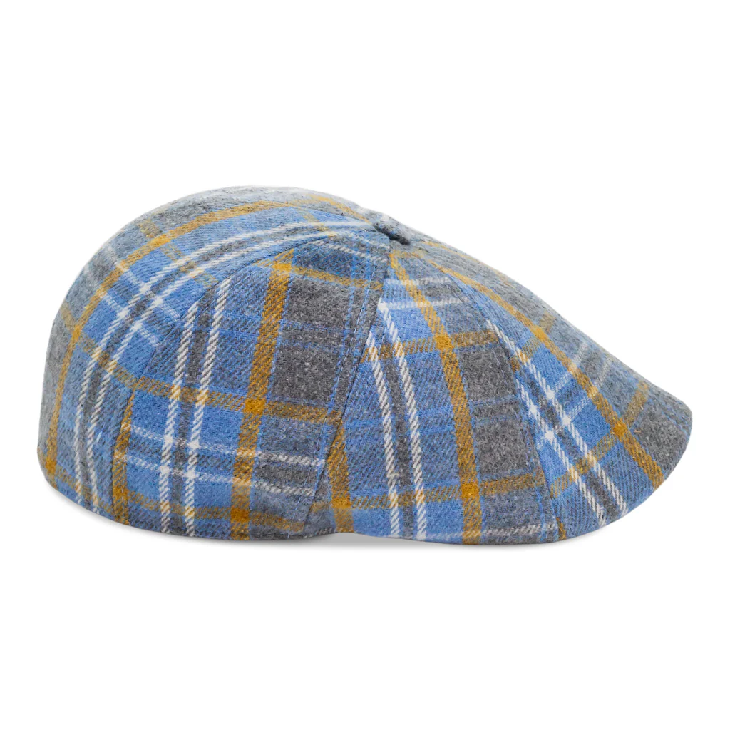 The Spring Rose Boston Scally Cap - Grey & Blue Plaid - Image 9