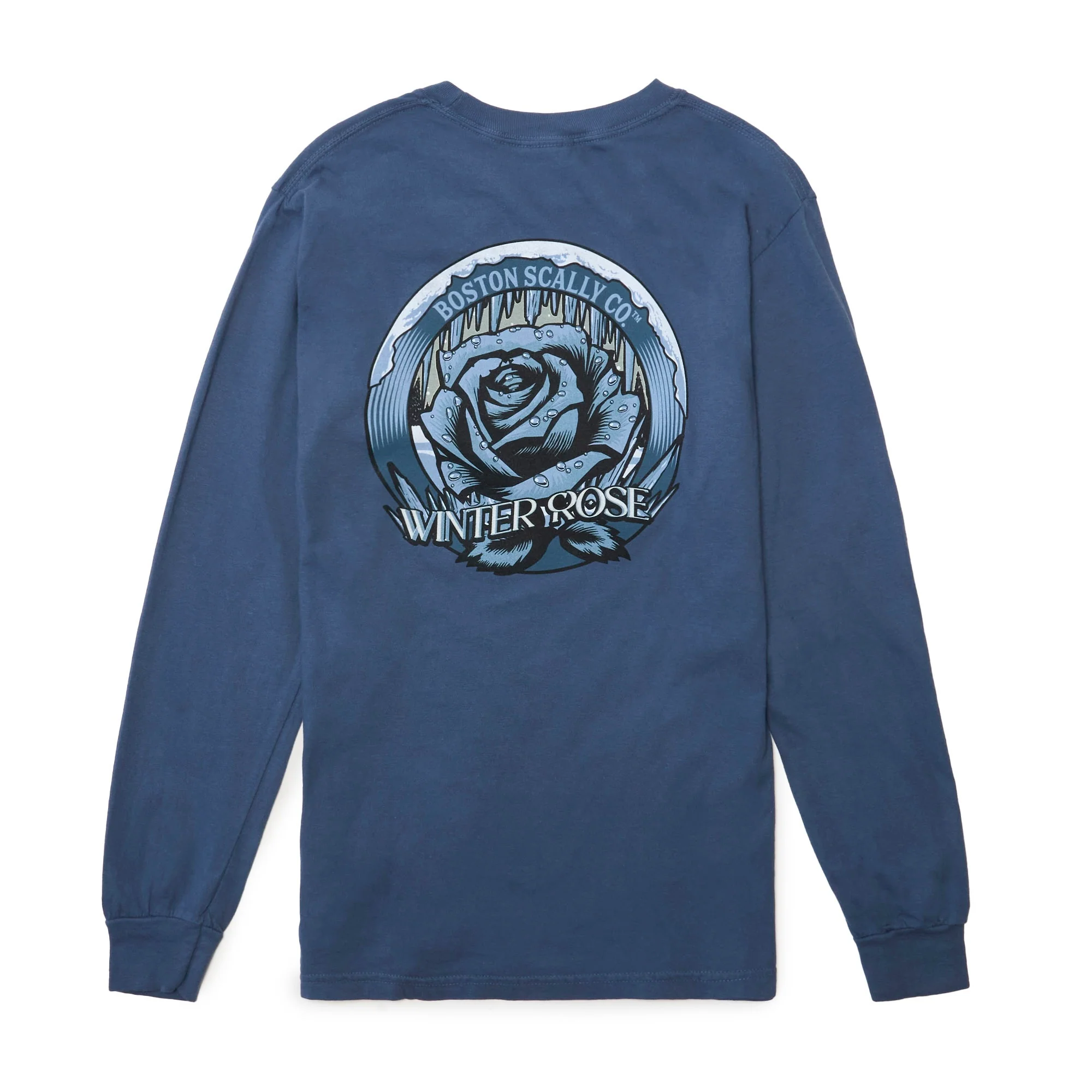 Boston Scally The Winter Rose Long Sleeve Tee T-Shirt - Midnight Navy - Image 2
