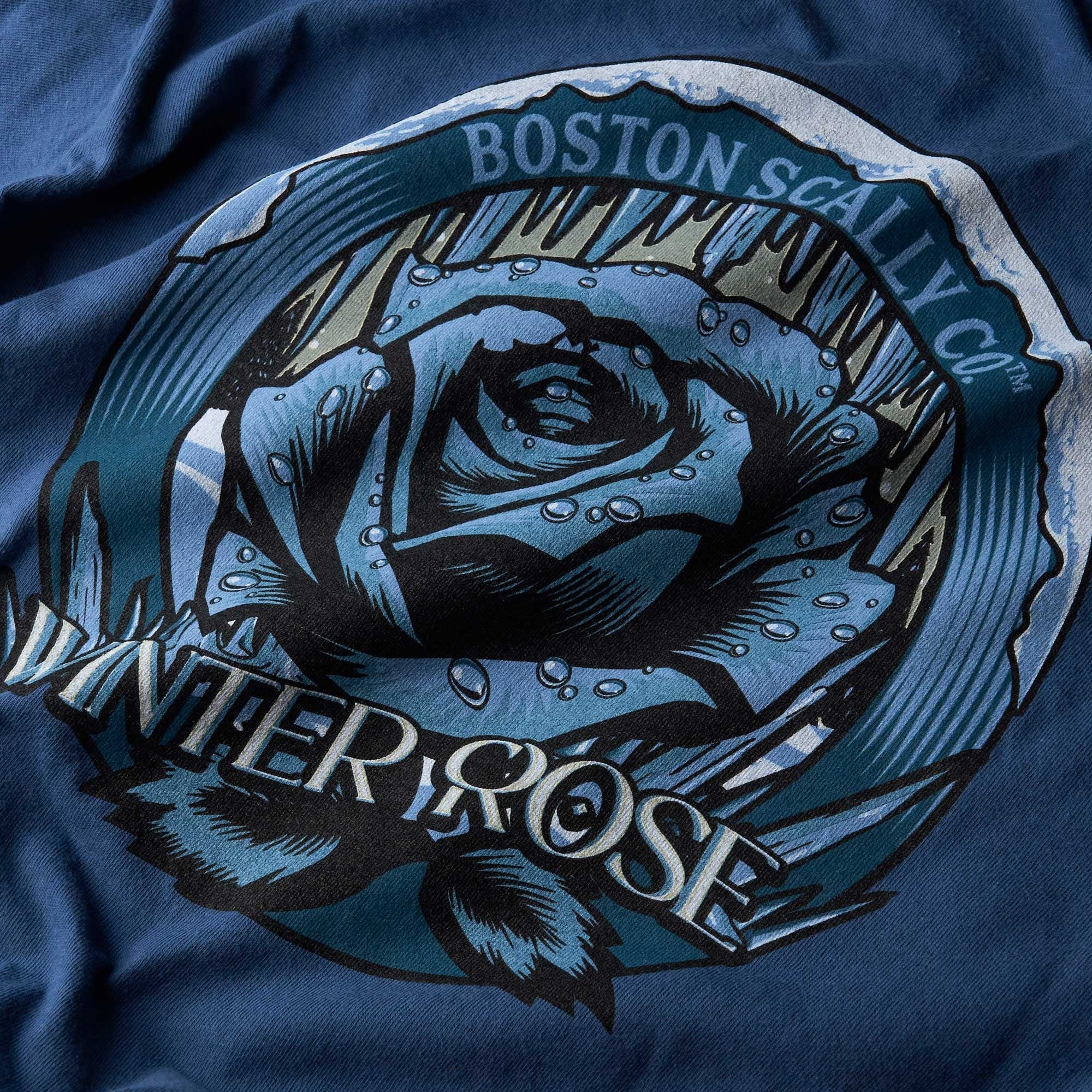 Boston Scally The Winter Rose Long Sleeve Tee T-Shirt - Midnight Navy - Image 3